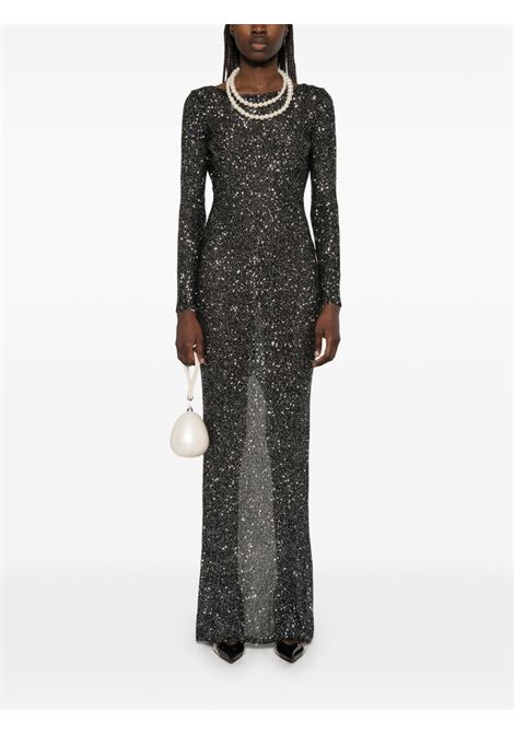 Black and silver sequinned knitted maxi dress Alessandra rich - women ALESSANDRA RICH | FABX4059K45160846
